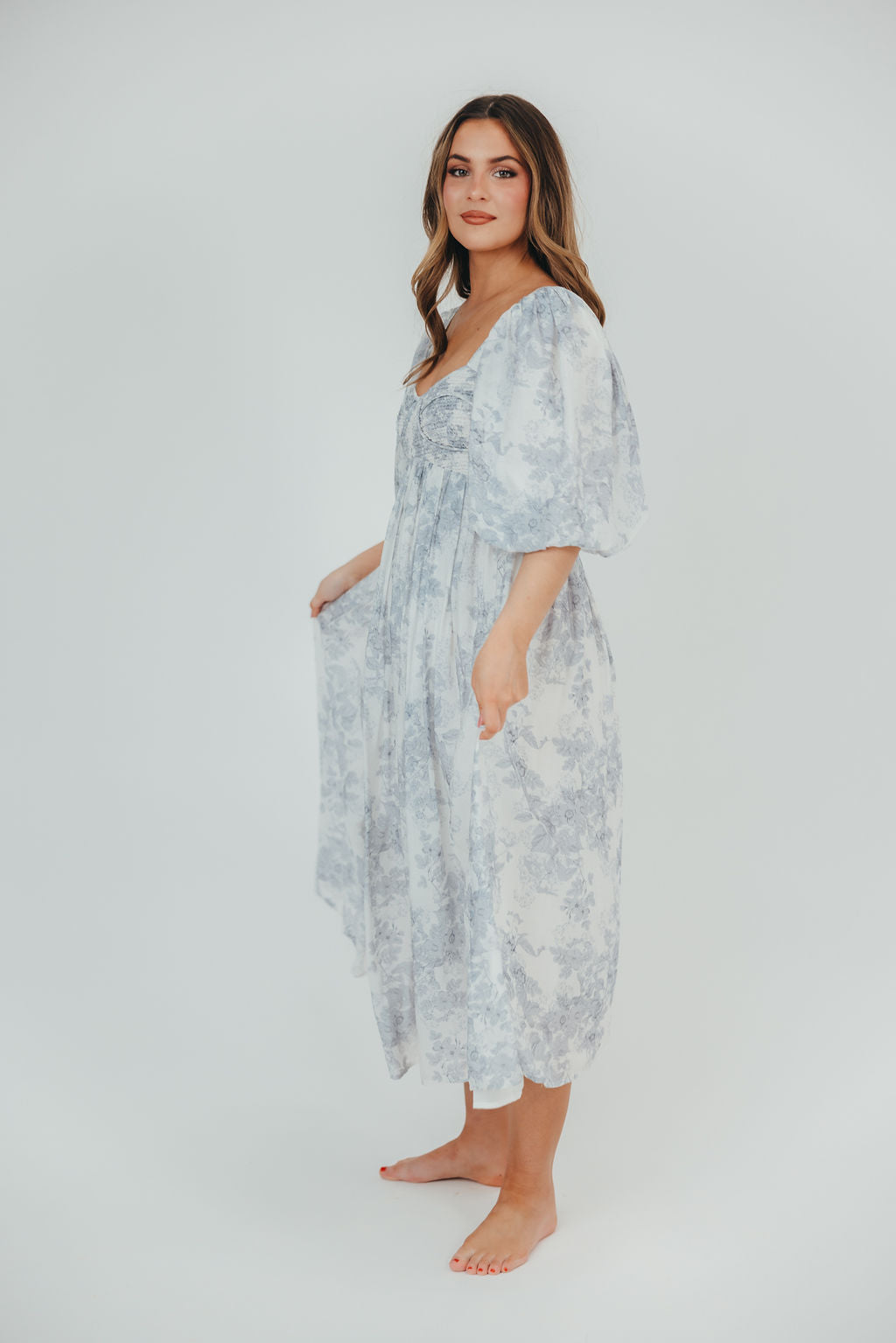 Harlow Maxi Dress in Light Blue Floral - Bump Friendly and Size Inclusive