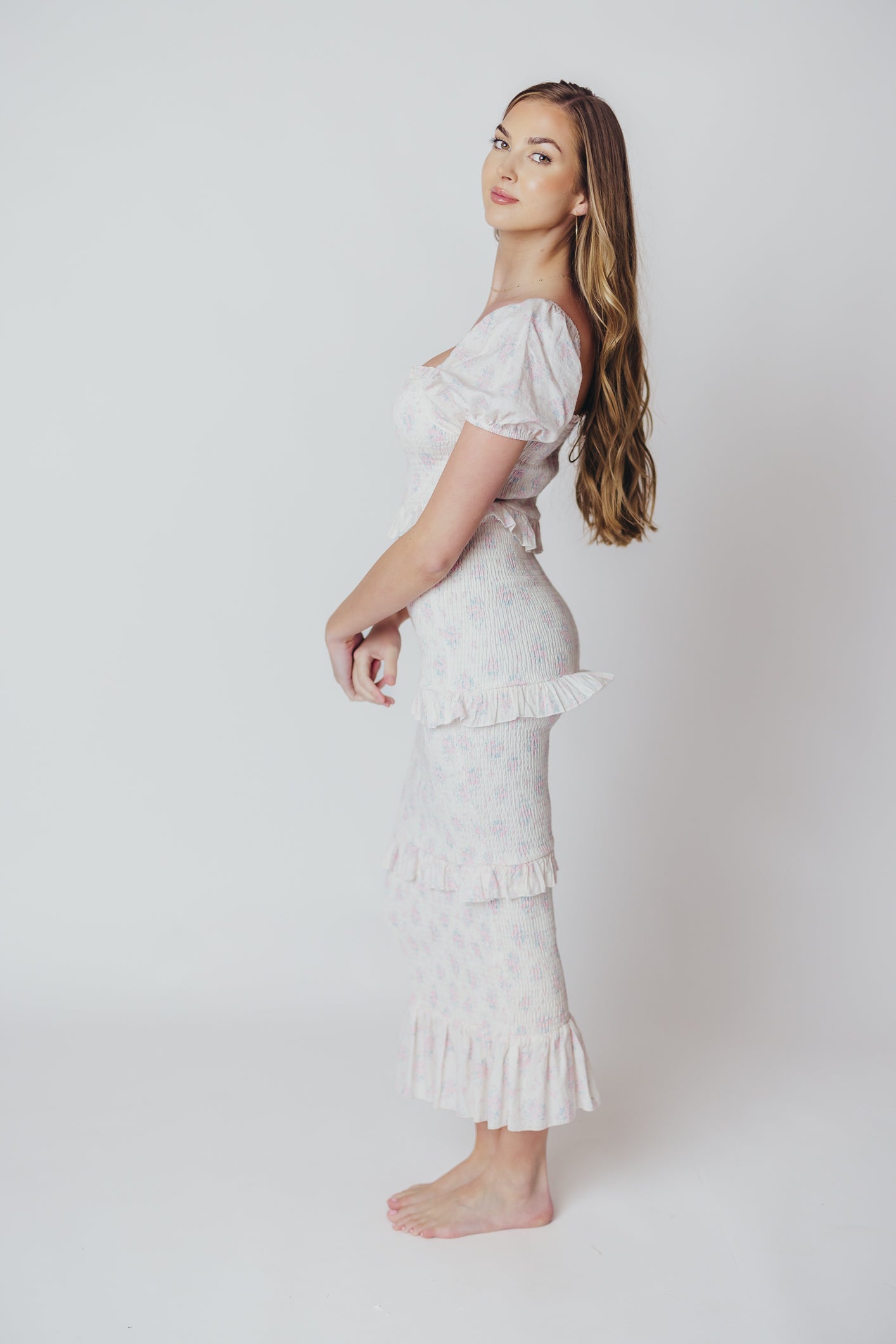 Ada Smocked Dress in Pink Floral- Bump Friendly & Inclusive Sizing (S-3XL) *Final-Sale*