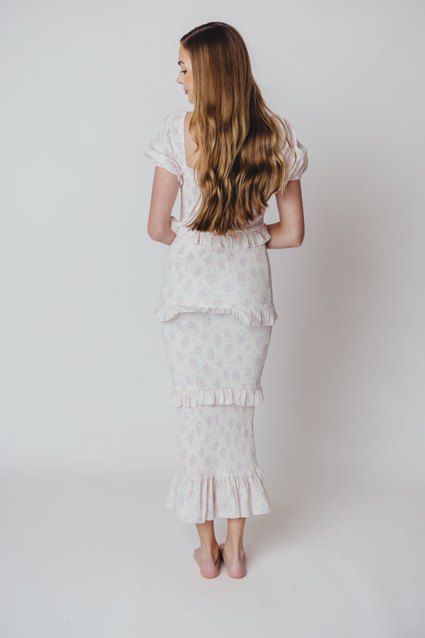 Ada Smocked Dress in Pink Floral- Bump Friendly & Inclusive Sizing (S-3XL) *Final-Sale*