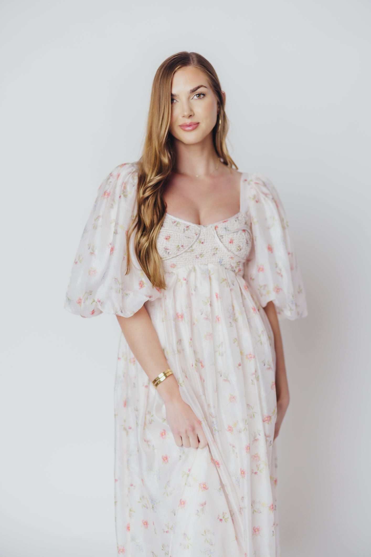 Harlow Maxi Dress in Tiny Pink Floral - Bump Friendly & Inclusive Sizing (S-3XL) *Final-Sale*