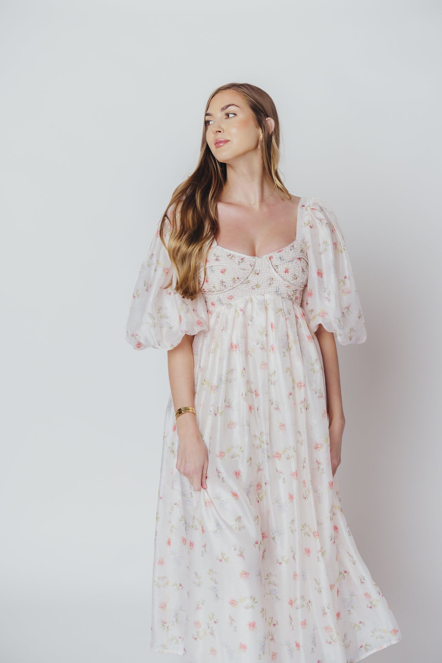 Harlow Maxi Dress in Tiny Pink Floral - Bump Friendly & Inclusive Sizing (S-3XL) *Final-Sale*