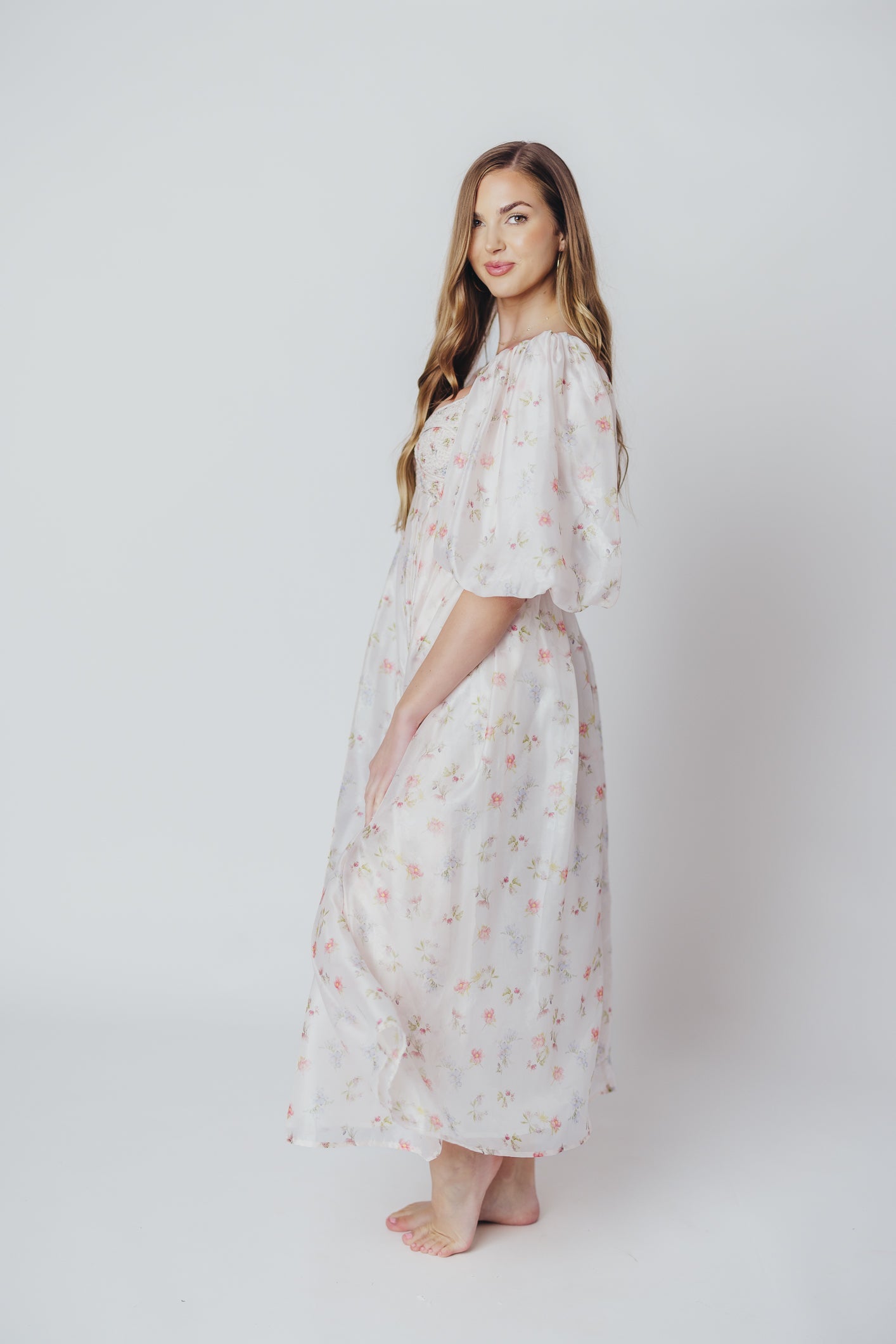 Harlow Maxi Dress in Tiny Pink Floral - Bump Friendly & Inclusive Sizing (S-3XL) *Final-Sale*