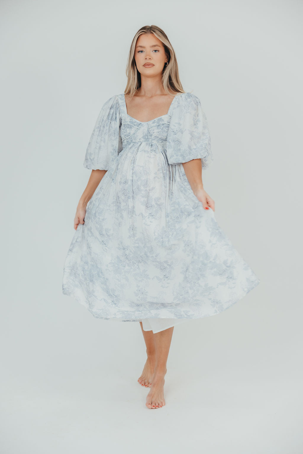 Harlow Maxi Dress in Light Blue Floral - Bump Friendly and Size Inclusive