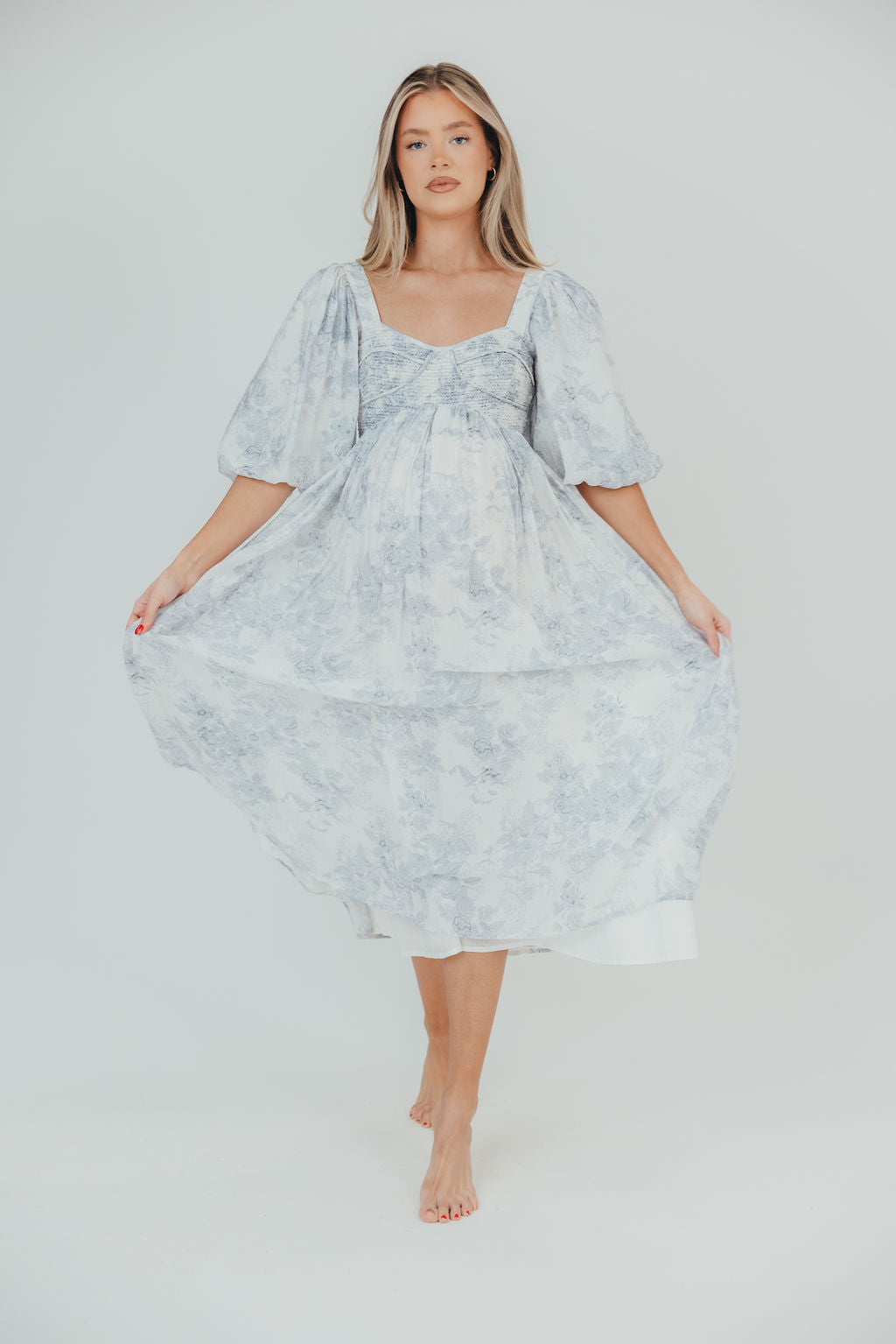 Harlow Maxi Dress in Light Blue Floral - Bump Friendly and Size Inclusive