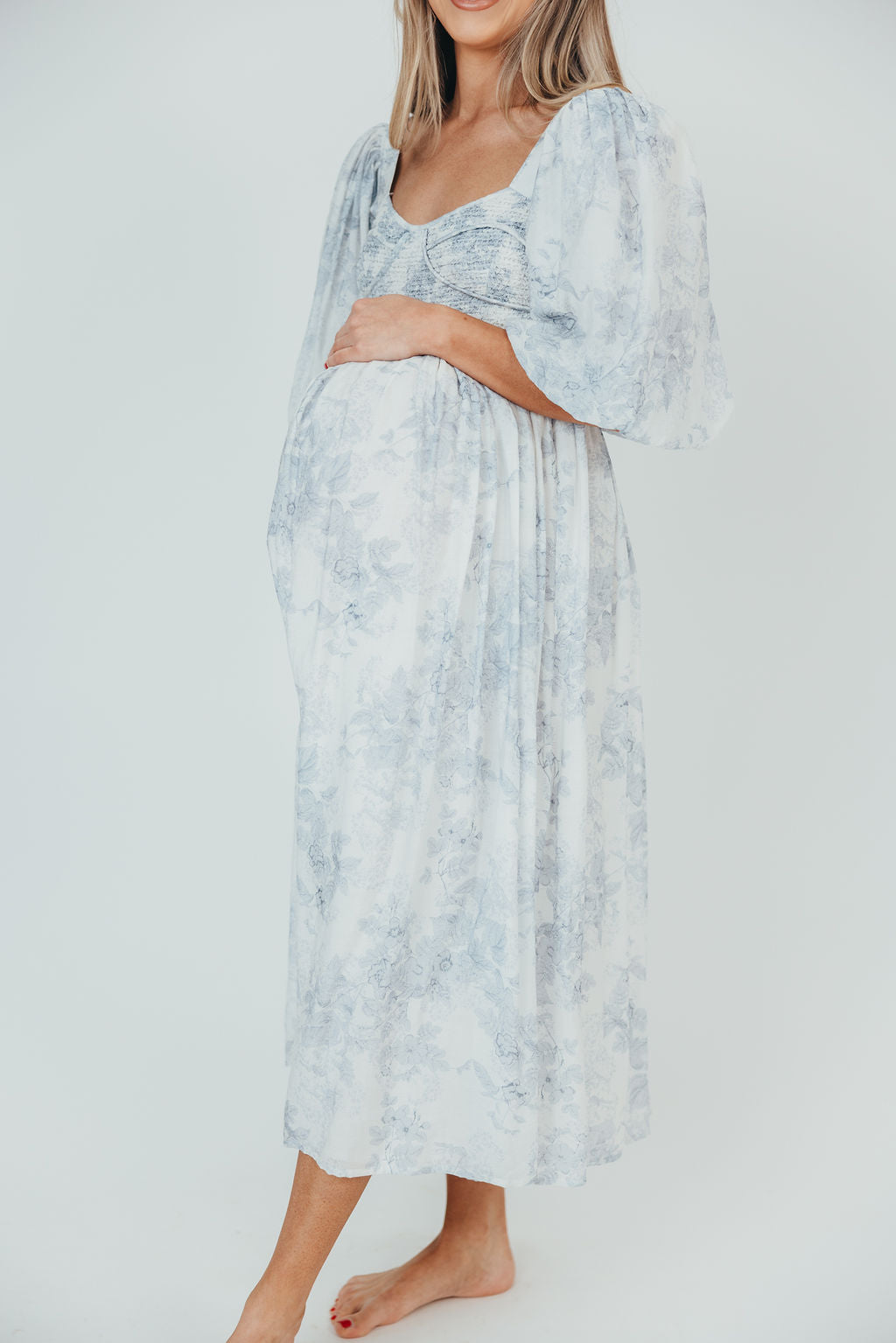Harlow Maxi Dress in Light Blue Floral - Bump Friendly and Size Inclusive