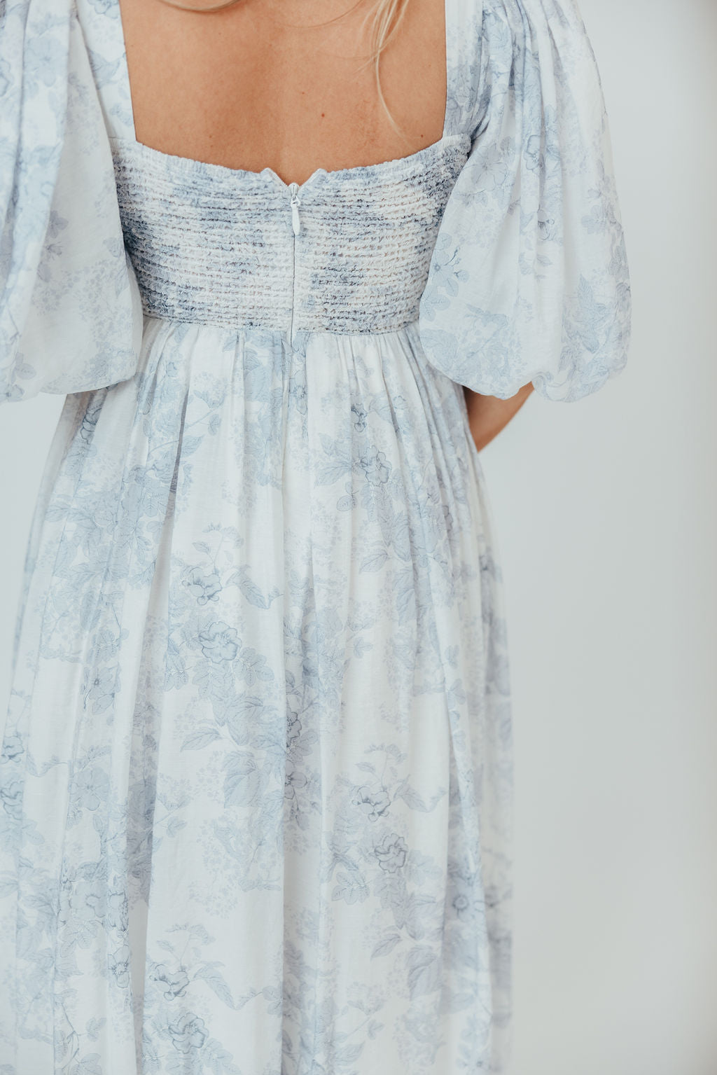 Harlow Maxi Dress in Light Blue Floral - Bump Friendly and Size Inclusive