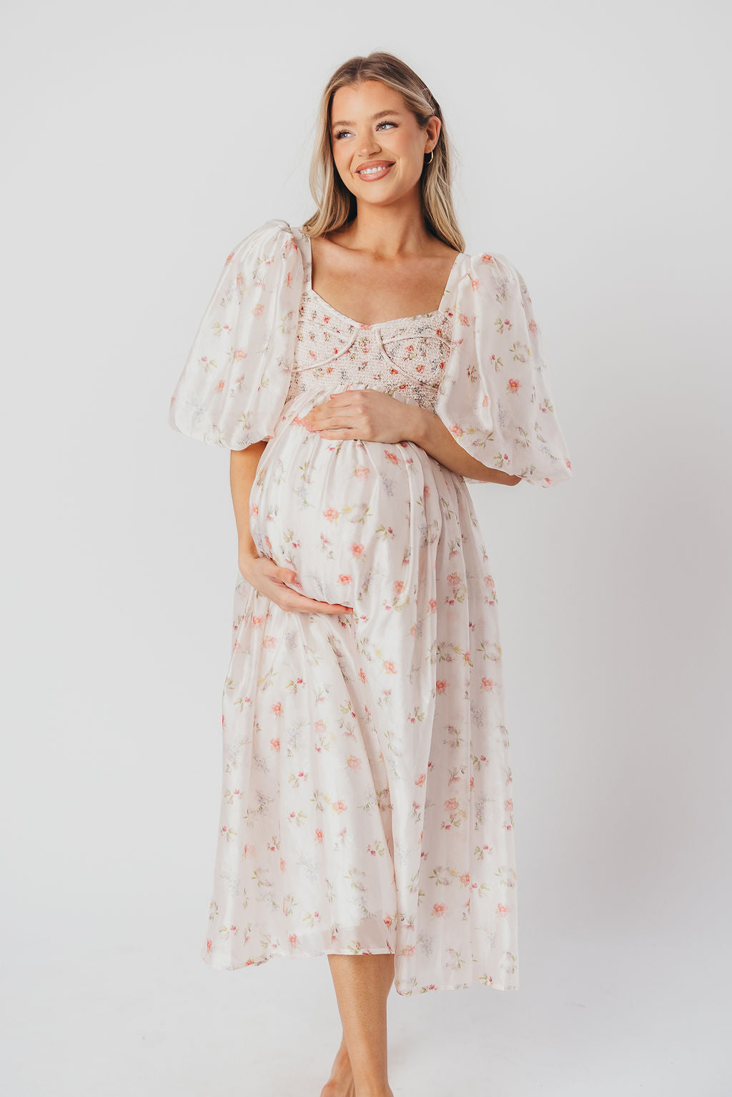Harlow Maxi Dress in Tiny Pink Floral - Bump Friendly & Inclusive Sizing (S-3XL) *Final-Sale*