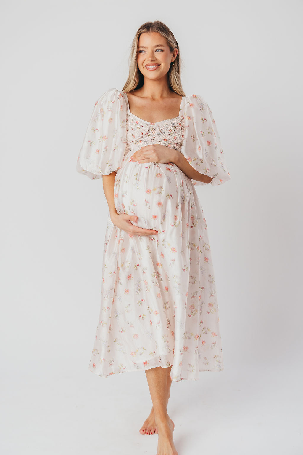 Harlow Maxi Dress in Tiny Pink Floral - Bump Friendly & Inclusive Sizing (S-3XL) *Final-Sale*
