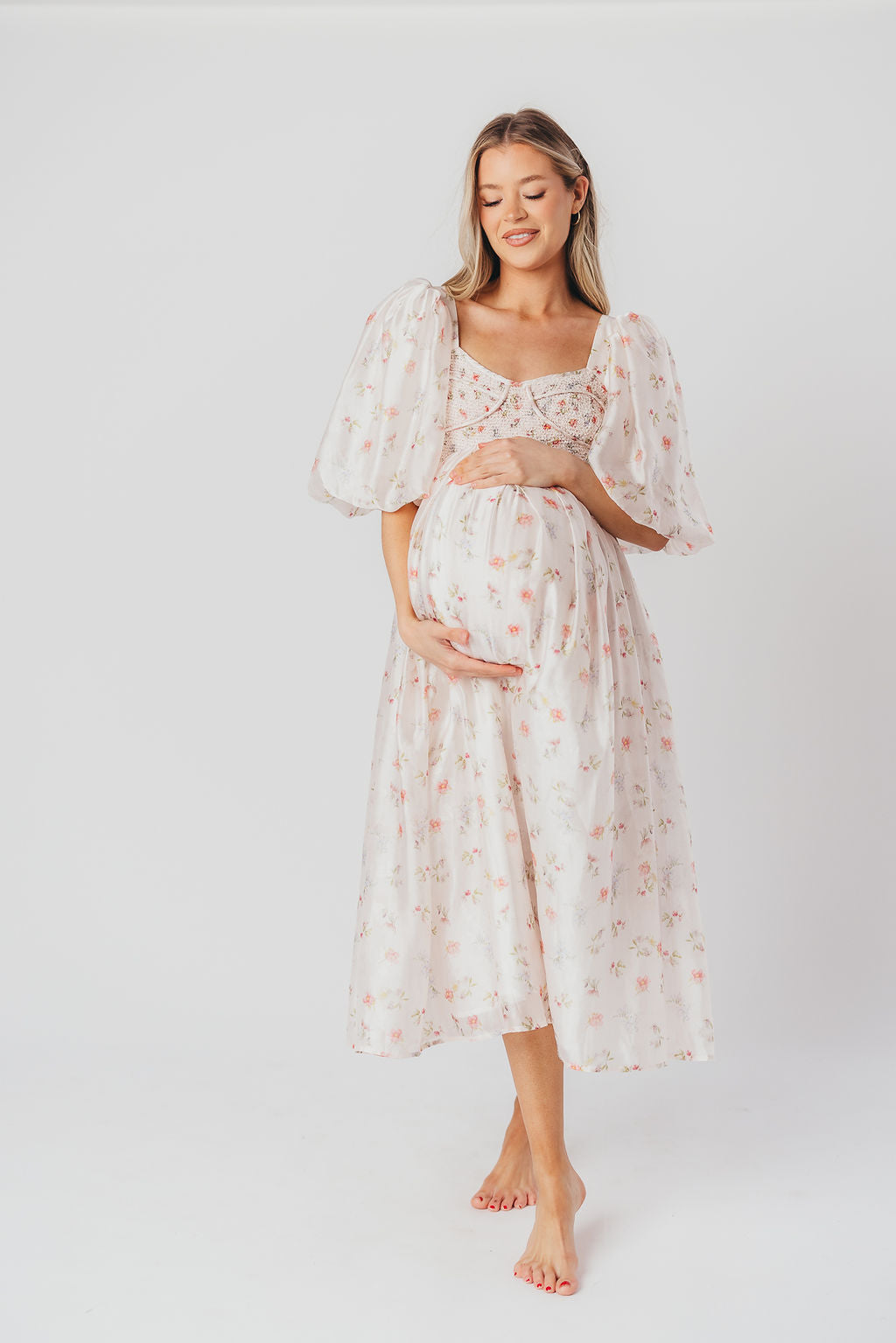 Harlow Maxi Dress in Tiny Pink Floral - Bump Friendly & Inclusive Sizing (S-3XL) *Final-Sale*