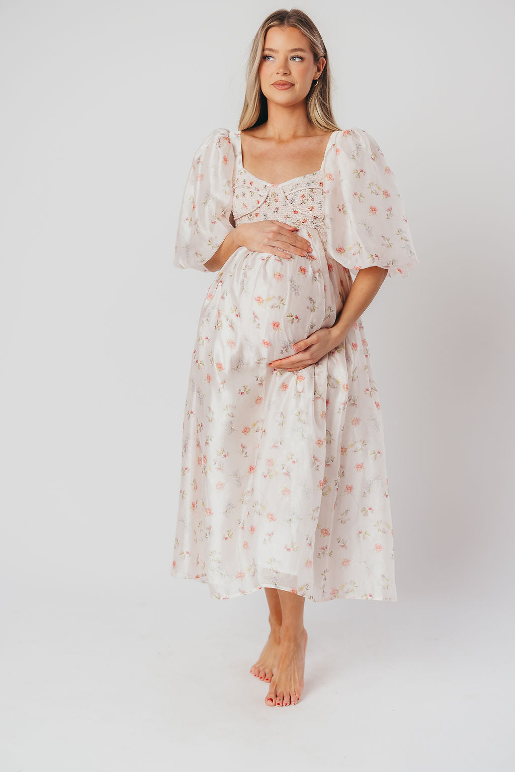 Harlow Maxi Dress in Tiny Pink Floral - Bump Friendly & Inclusive Sizing (S-3XL) *Final-Sale*