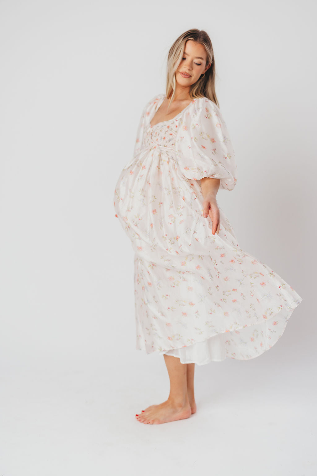 Harlow Maxi Dress in Tiny Pink Floral - Bump Friendly & Inclusive Sizing (S-3XL) *Final-Sale*
