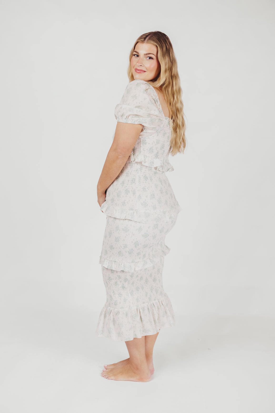 Ada Smocked Dress in Blue Floral- Bump Friendly & Inclusive Sizing (S-3XL) *Final-Sale*