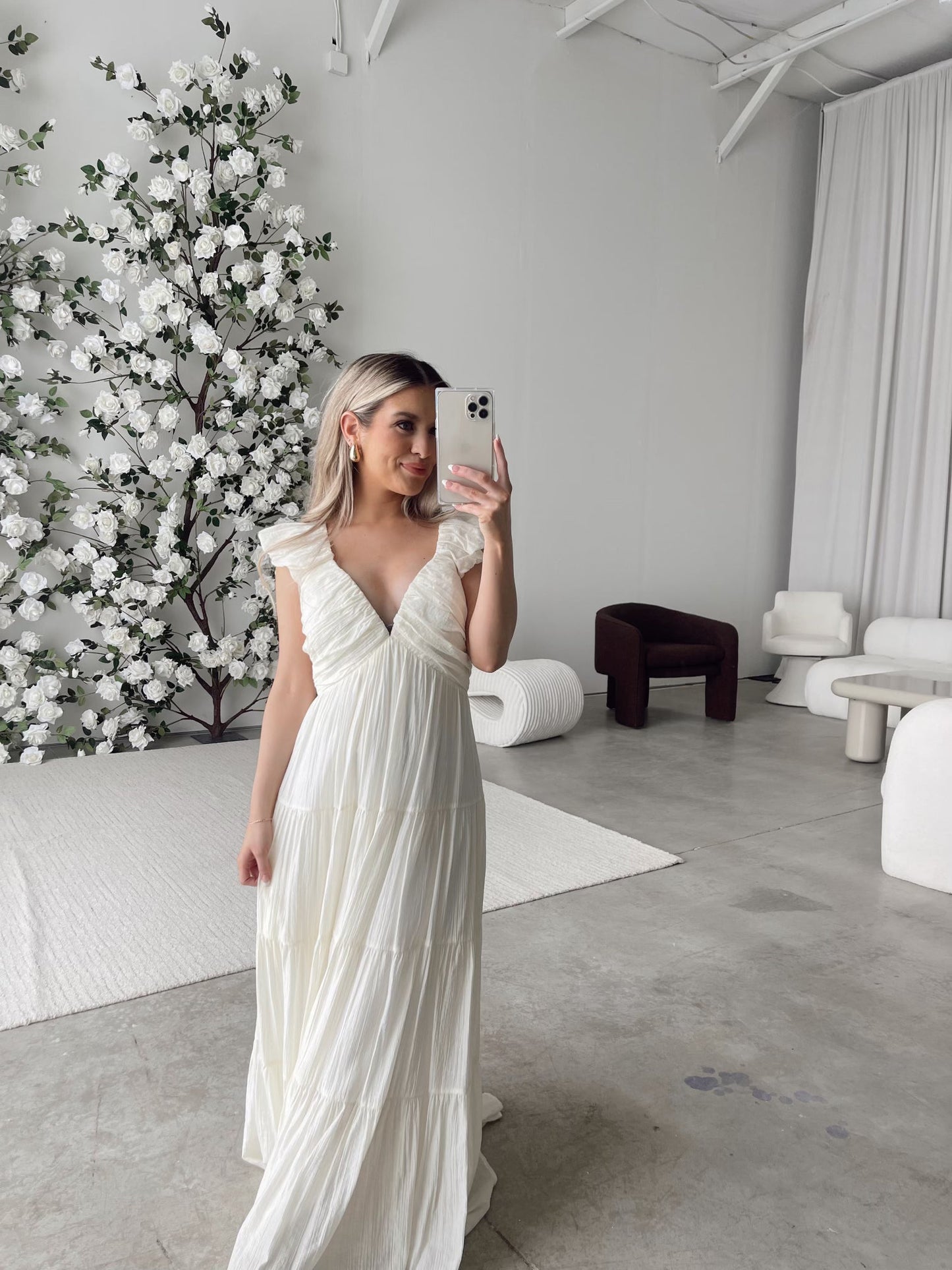 Katy Pleated Bodice Maxi Dress in Cream - Bump Friendly *11/10 PRE-ORDER* (Last Restock of the Year)