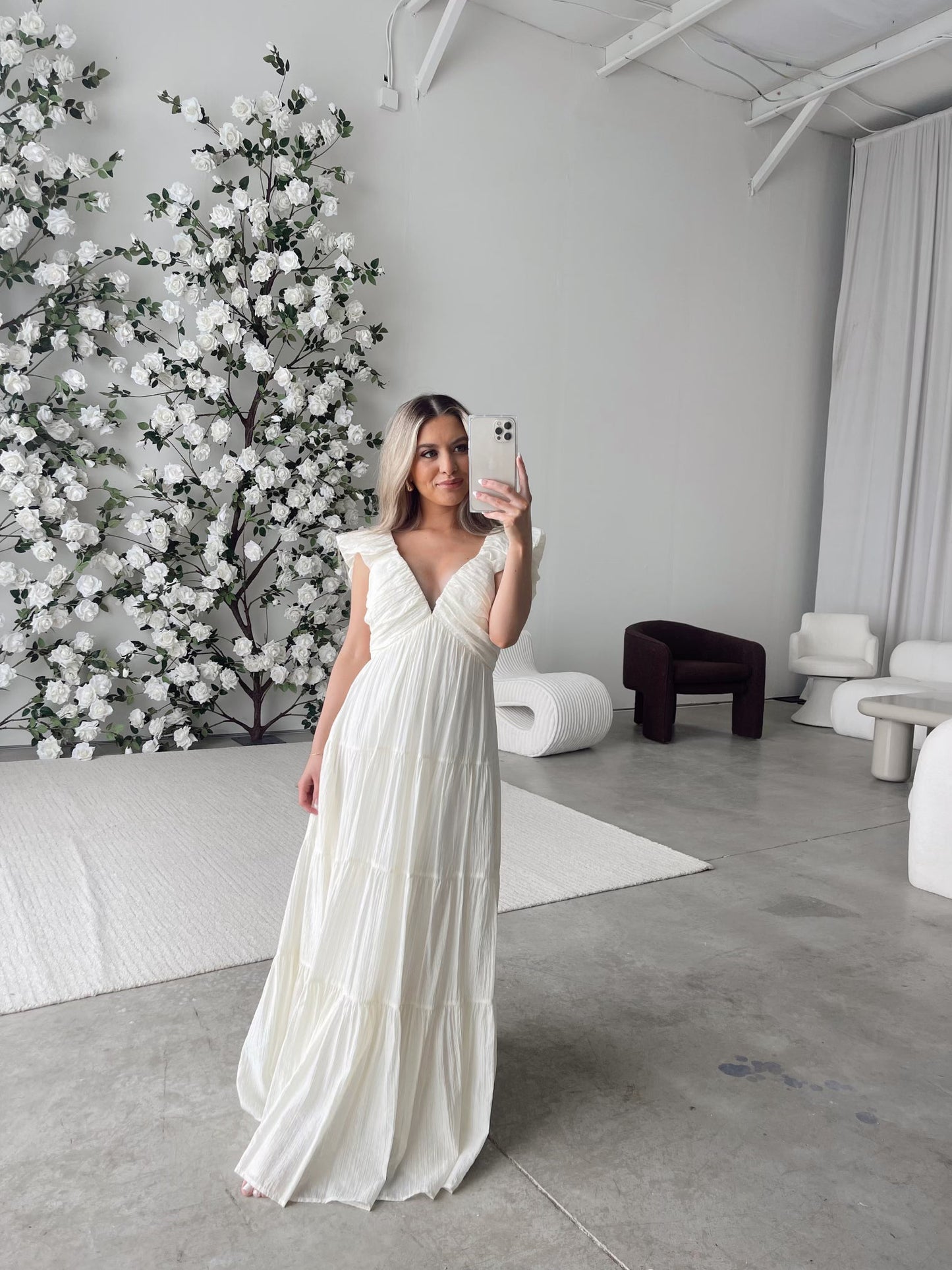 Katy Pleated Bodice Maxi Dress in Cream - Bump Friendly *11/10 PRE-ORDER* (Last Restock of the Year)