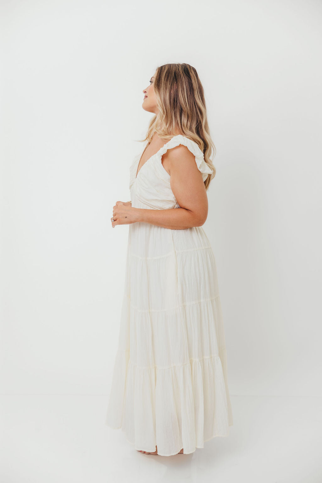 Katy Pleated Bodice Maxi Dress in Cream - Bump Friendly *11/10 PRE-ORDER* (Last Restock of the Year)