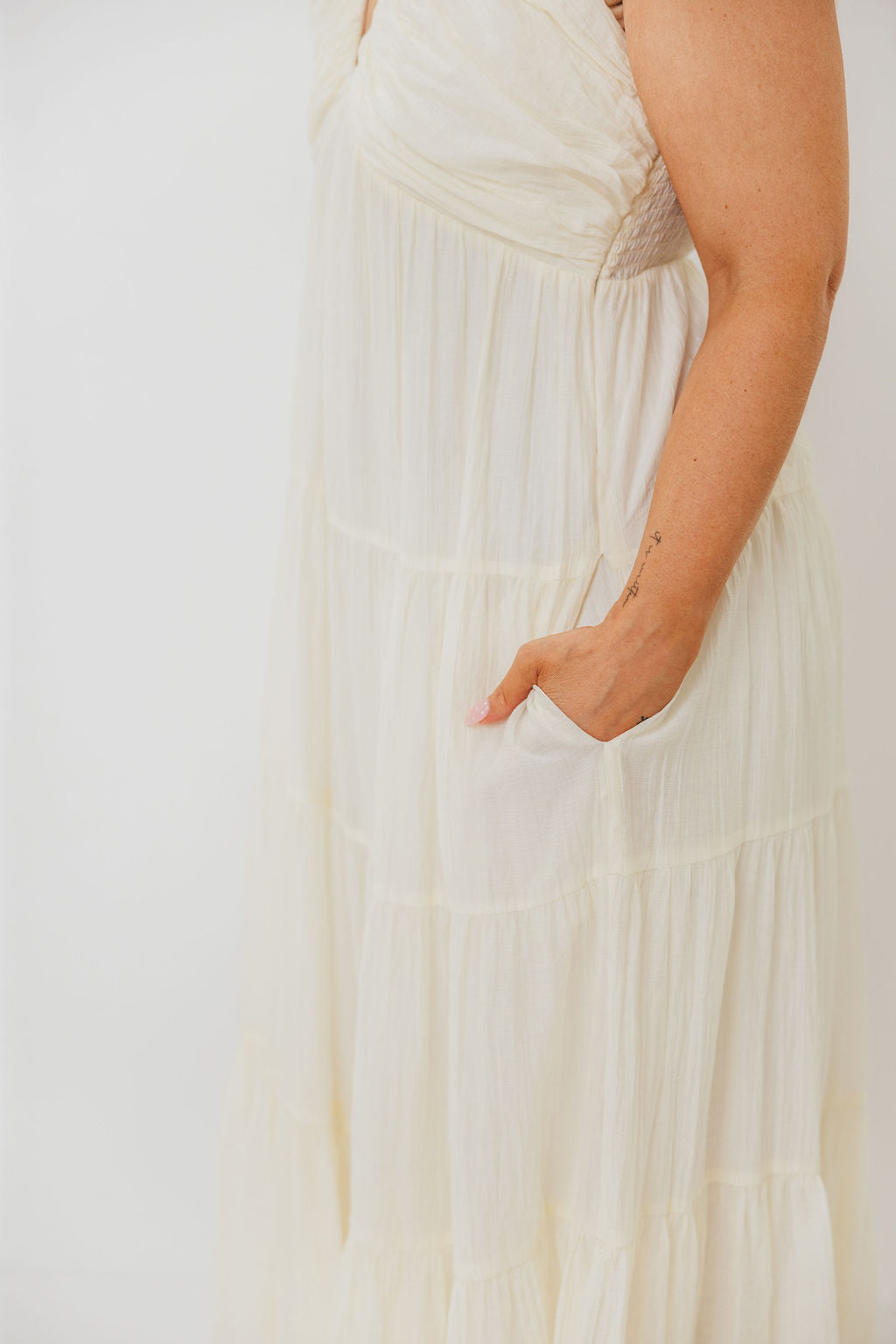 Katy Pleated Bodice Maxi Dress in Cream - Bump Friendly *11/10 PRE-ORDER* (Last Restock of the Year)