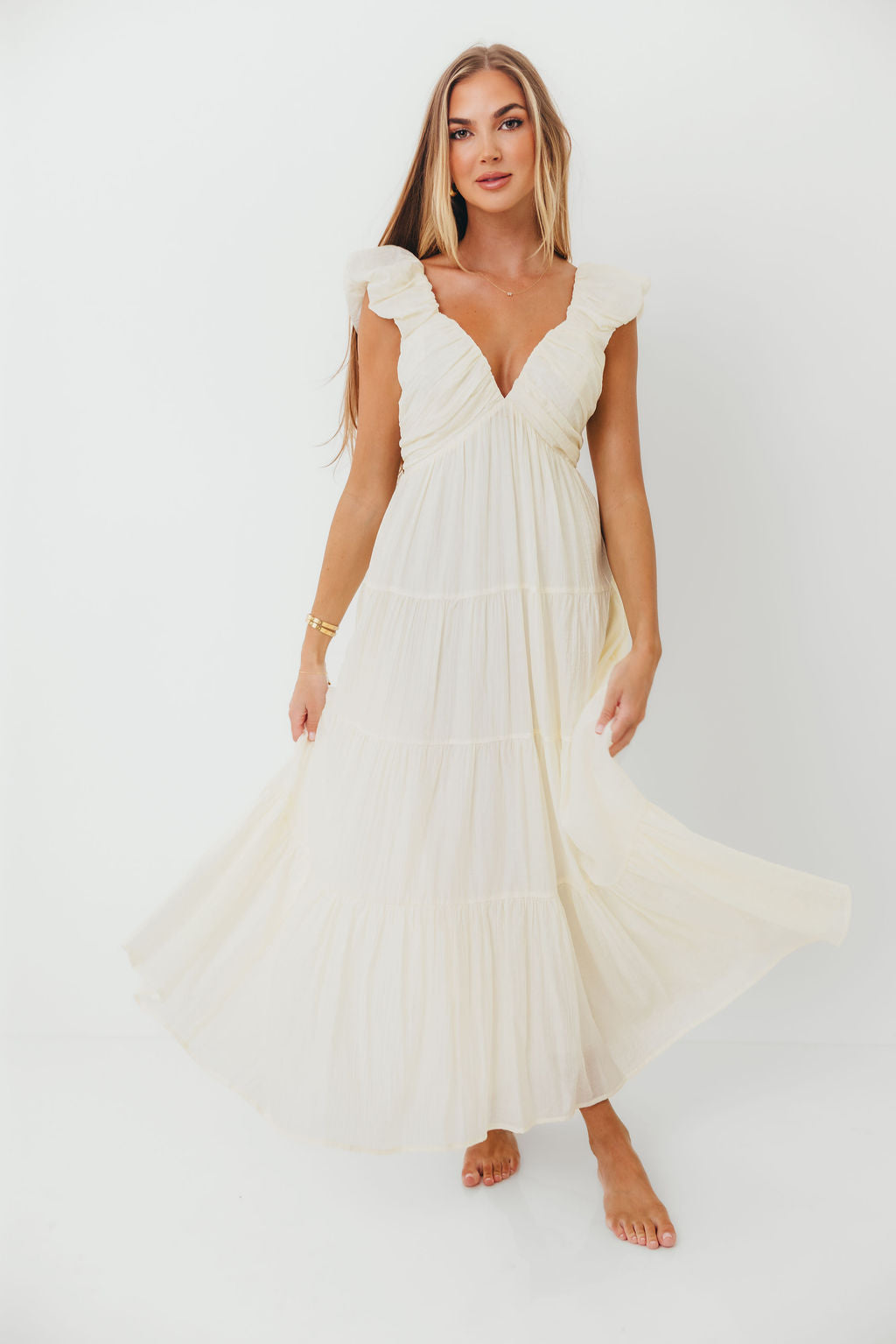 Katy Pleated Bodice Maxi Dress in Cream - Bump Friendly *11/10 PRE-ORDER* (Last Restock of the Year)