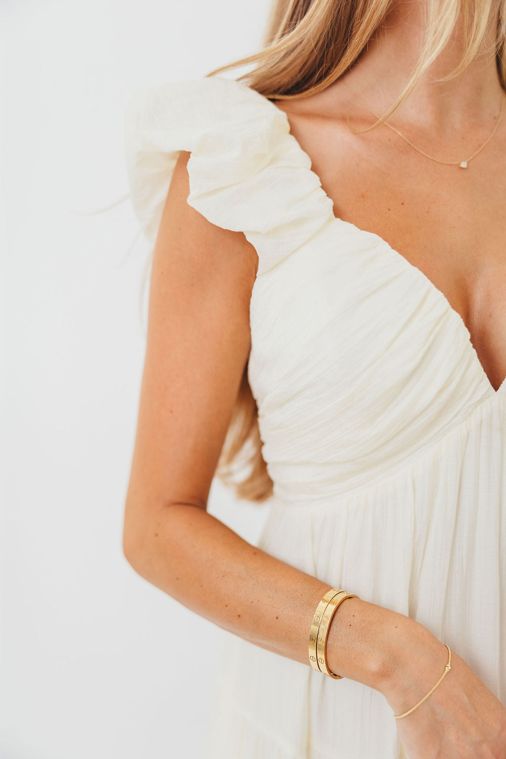 Katy Pleated Bodice Maxi Dress in Cream - Bump Friendly *11/10 PRE-ORDER* (Last Restock of the Year)